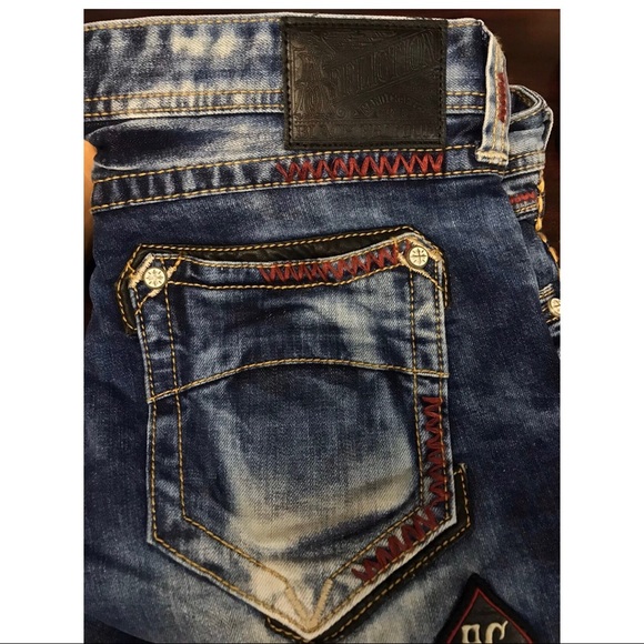 AFFLICTION Men Denim Jeans ACE AVENGE TRENTON Embr - Picture 7 of 8